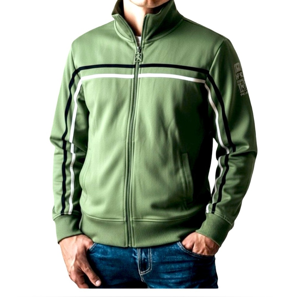 Express Men’s Classic Sporty Green Track Style Jacket Size M